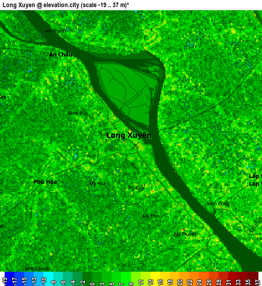 Zoom OUT 2x Long Xuyên, Vietnam elevation map