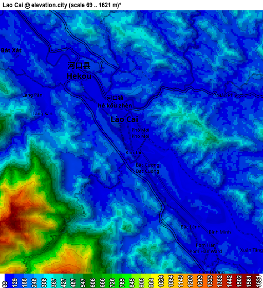 Zoom OUT 2x Lào Cai, Vietnam elevation map