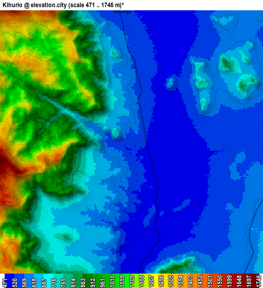 Zoom OUT 2x Kihurio, Tanzania elevation map