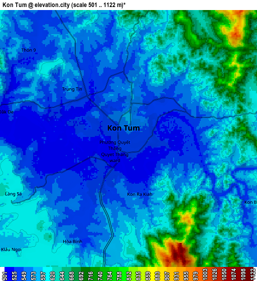 Zoom OUT 2x Kon Tum, Vietnam elevation map