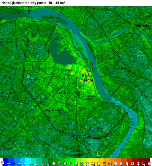 Zoom OUT 2x Hanoi, Vietnam elevation map