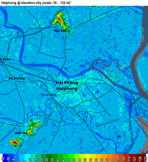Zoom OUT 2x Haiphong, Vietnam elevation map