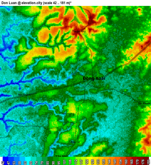 Zoom OUT 2x Don Luan, Vietnam elevation map