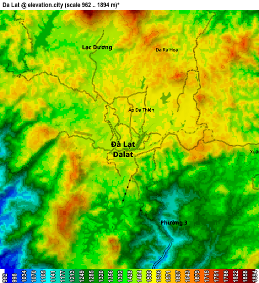 Zoom OUT 2x Ðà Lạt, Vietnam elevation map