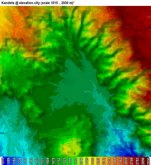 Zoom OUT 2x Kandete, Tanzania elevation map