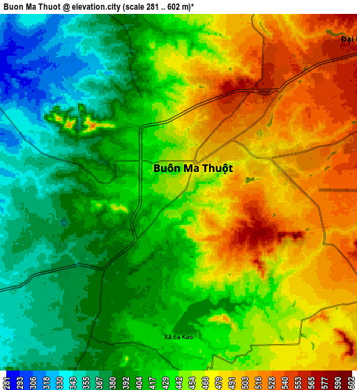 Zoom OUT 2x Buôn Ma Thuột, Vietnam elevation map