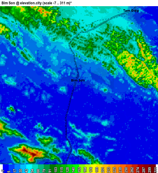 Zoom OUT 2x Bỉm Sơn, Vietnam elevation map