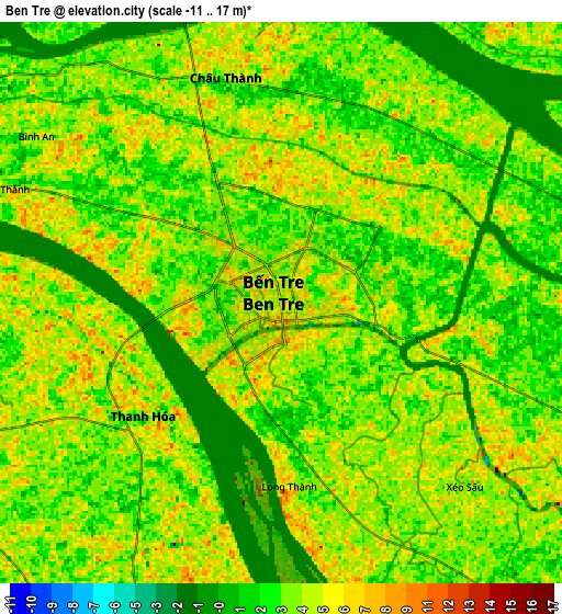 Zoom OUT 2x Bến Tre, Vietnam elevation map