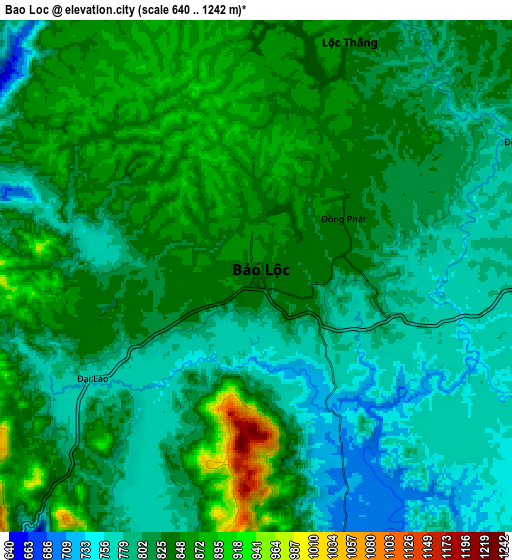 Zoom OUT 2x Bảo Lộc, Vietnam elevation map