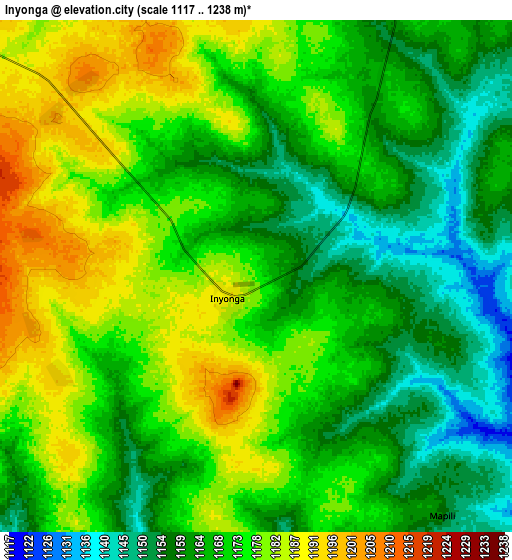 Zoom OUT 2x Inyonga, Tanzania elevation map