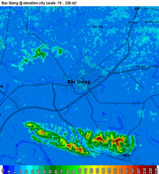 Zoom OUT 2x Bắc Giang, Vietnam elevation map