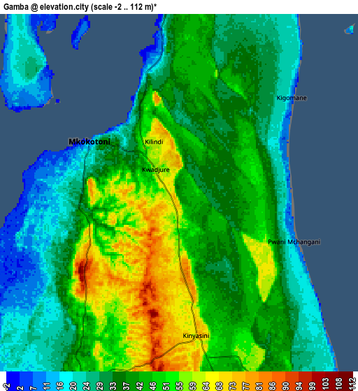 Zoom OUT 2x Gamba, Tanzania elevation map