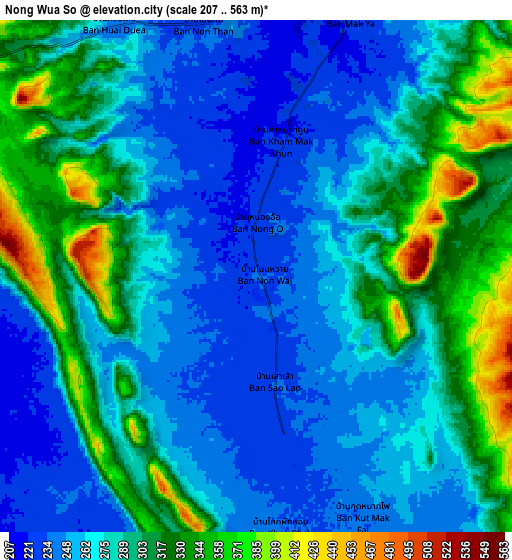 Zoom OUT 2x Nong Wua So, Thailand elevation map