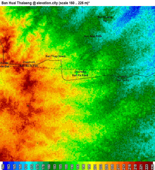 Zoom OUT 2x Ban Huai Thalaeng, Thailand elevation map