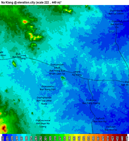 Zoom OUT 2x Na Klang, Thailand elevation map