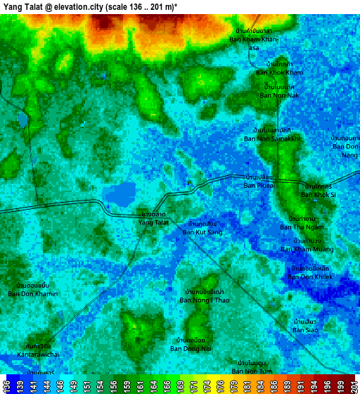 Zoom OUT 2x Yang Talat, Thailand elevation map