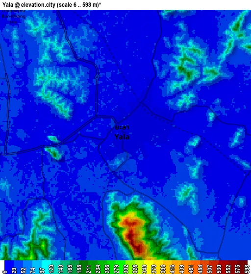 Zoom OUT 2x Yala, Thailand elevation map