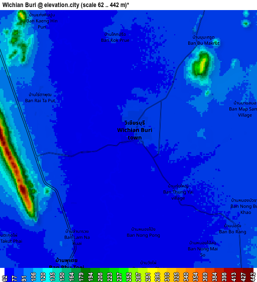 Zoom OUT 2x Wichian Buri, Thailand elevation map