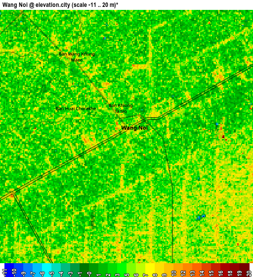 Zoom OUT 2x Wang Noi, Thailand elevation map