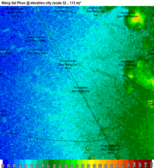 Zoom OUT 2x Wang Sai Phun, Thailand elevation map