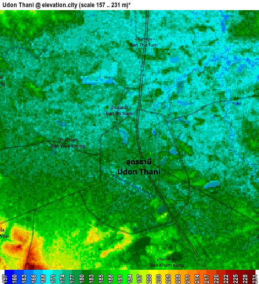 Zoom OUT 2x Udon Thani, Thailand elevation map