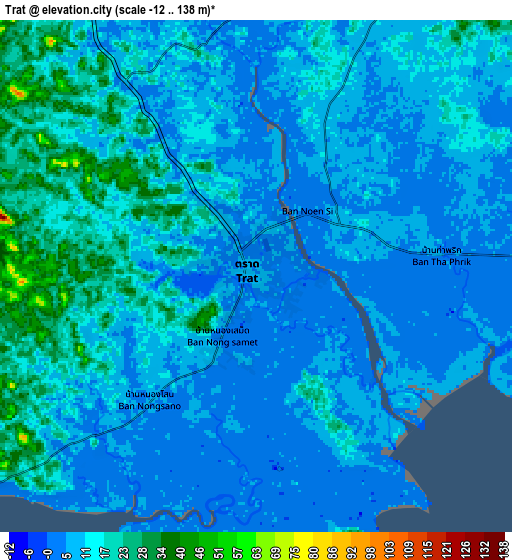 Zoom OUT 2x Trat, Thailand elevation map