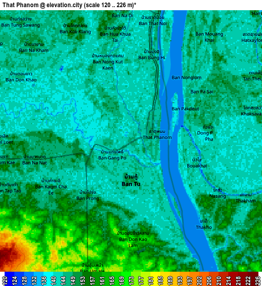 Zoom OUT 2x That Phanom, Thailand elevation map