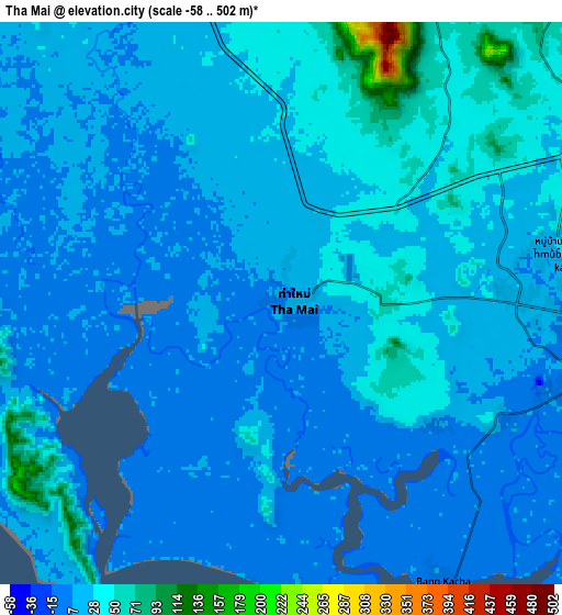 Zoom OUT 2x Tha Mai, Thailand elevation map