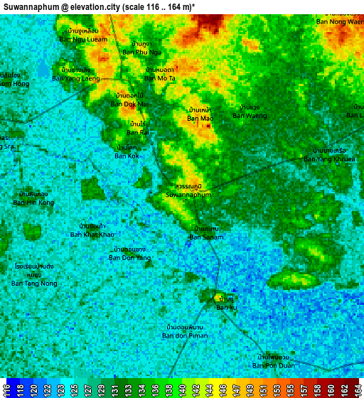 Zoom OUT 2x Suwannaphum, Thailand elevation map