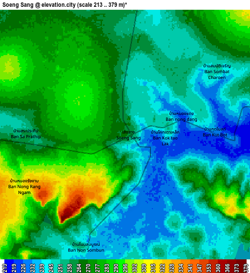 Zoom OUT 2x Soeng Sang, Thailand elevation map