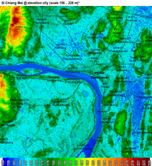 Zoom OUT 2x Si Chiang Mai, Thailand elevation map