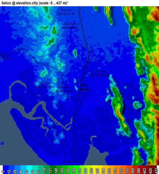 Zoom OUT 2x Satun, Thailand elevation map