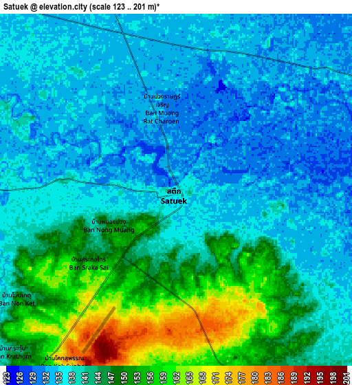 Zoom OUT 2x Satuek, Thailand elevation map