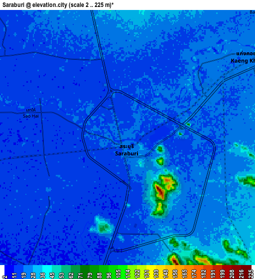 Zoom OUT 2x Saraburi, Thailand elevation map