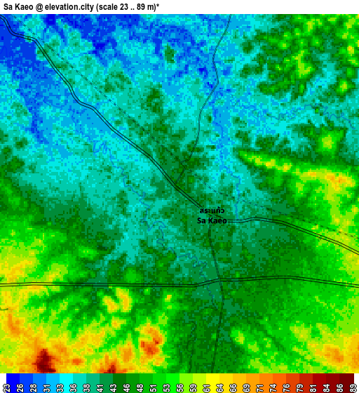 Zoom OUT 2x Sa Kaeo, Thailand elevation map