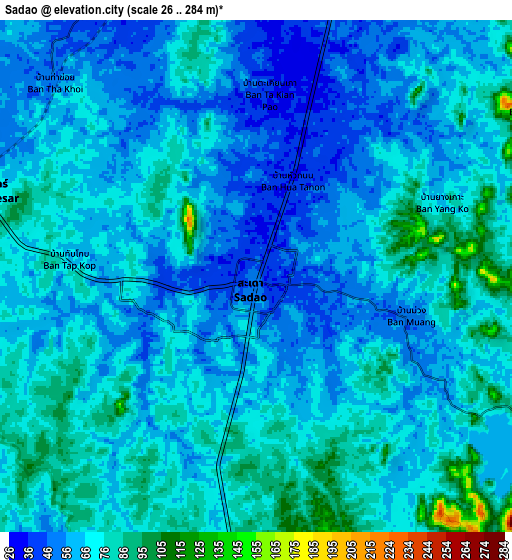 Zoom OUT 2x Sadao, Thailand elevation map