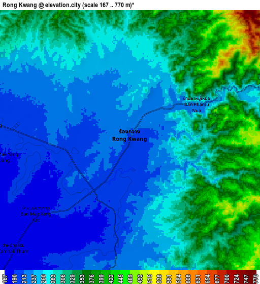 Zoom OUT 2x Rong Kwang, Thailand elevation map