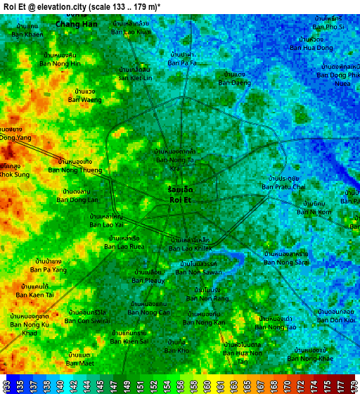 Zoom OUT 2x Roi Et, Thailand elevation map