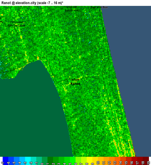 Zoom OUT 2x Ranot, Thailand elevation map