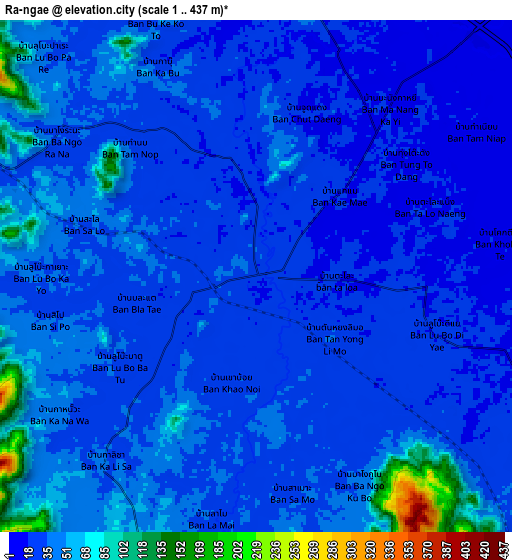 Zoom OUT 2x Ra-ngae, Thailand elevation map