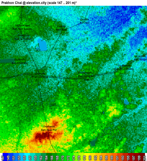 Zoom OUT 2x Prakhon Chai, Thailand elevation map