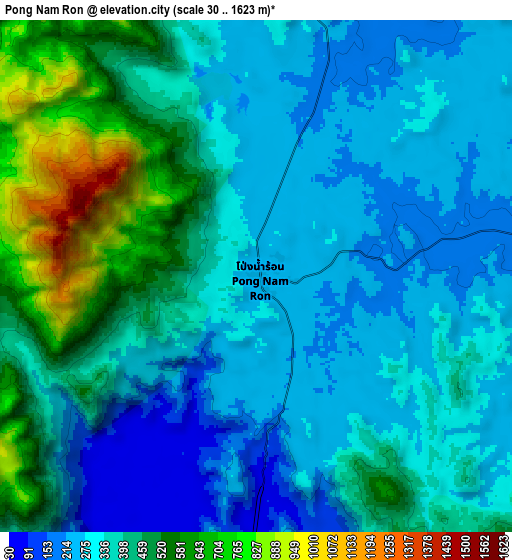 Zoom OUT 2x Pong Nam Ron, Thailand elevation map