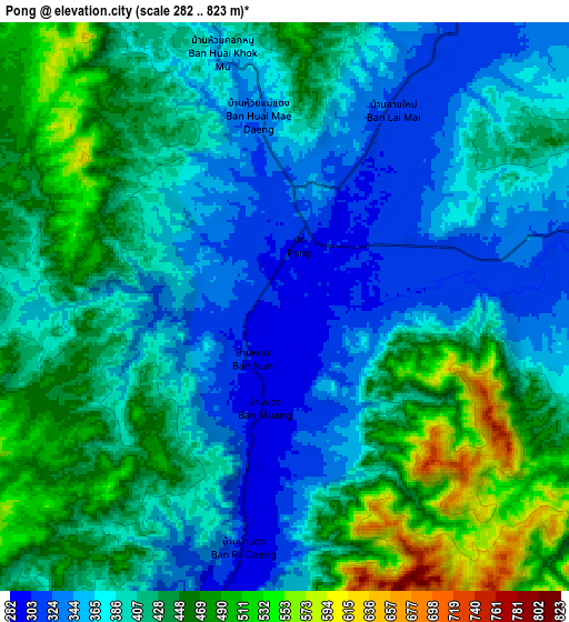 Zoom OUT 2x Pong, Thailand elevation map