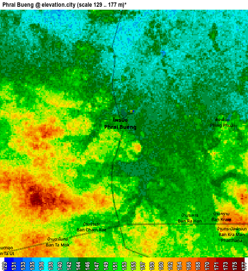 Zoom OUT 2x Phrai Bueng, Thailand elevation map