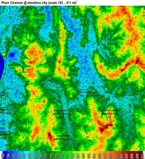 Zoom OUT 2x Phon Charoen, Thailand elevation map