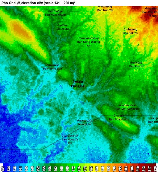 Zoom OUT 2x Pho Chai, Thailand elevation map