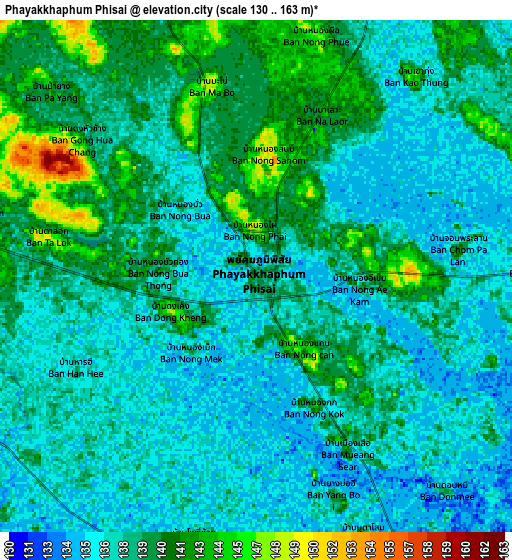 Zoom OUT 2x Phayakkhaphum Phisai, Thailand elevation map