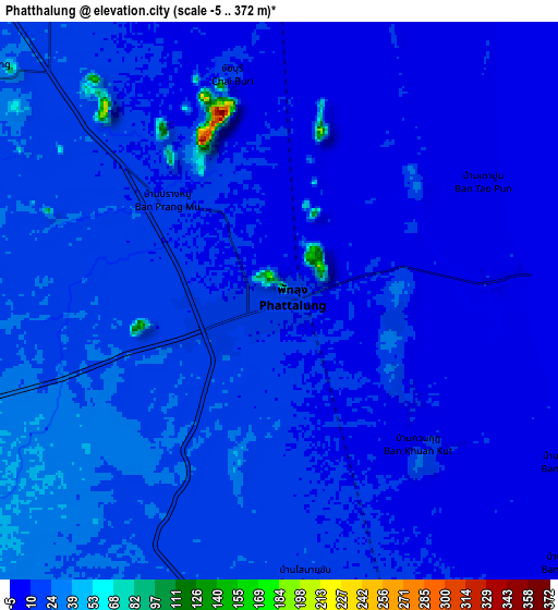 Zoom OUT 2x Phatthalung, Thailand elevation map