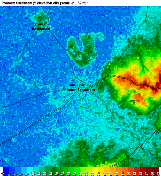 Zoom OUT 2x Phanom Sarakham, Thailand elevation map