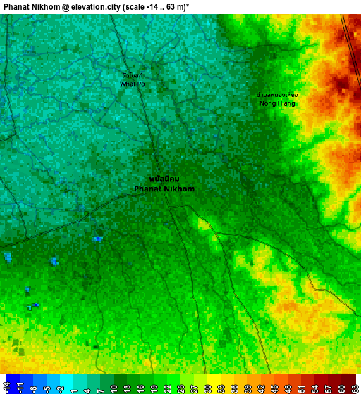 Zoom OUT 2x Phanat Nikhom, Thailand elevation map